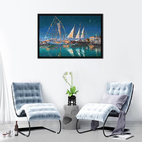 Yachts in Sochi Canvas Wall Art-3 Horizontal-Gallery Wrap-25" x 16"-Tiaracle