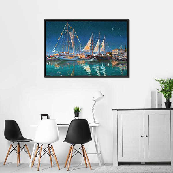 Yachts in Sochi Canvas Wall Art-3 Horizontal-Gallery Wrap-25" x 16"-Tiaracle