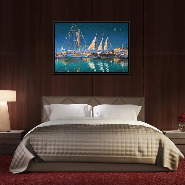 Yachts in Sochi Canvas Wall Art-3 Horizontal-Gallery Wrap-25" x 16"-Tiaracle
