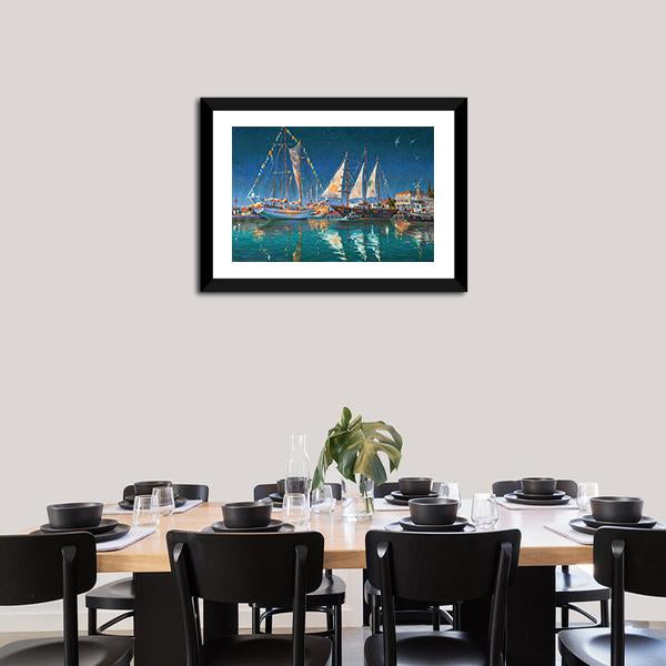 Yachts in Sochi Canvas Wall Art-3 Horizontal-Gallery Wrap-25" x 16"-Tiaracle