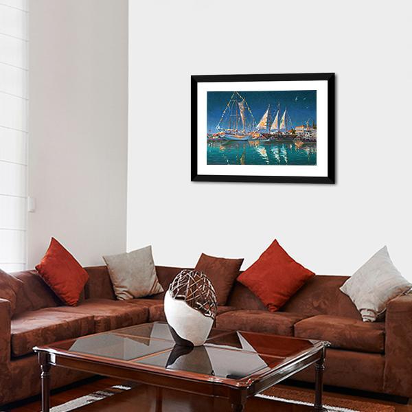 Yachts in Sochi Canvas Wall Art-3 Horizontal-Gallery Wrap-25" x 16"-Tiaracle
