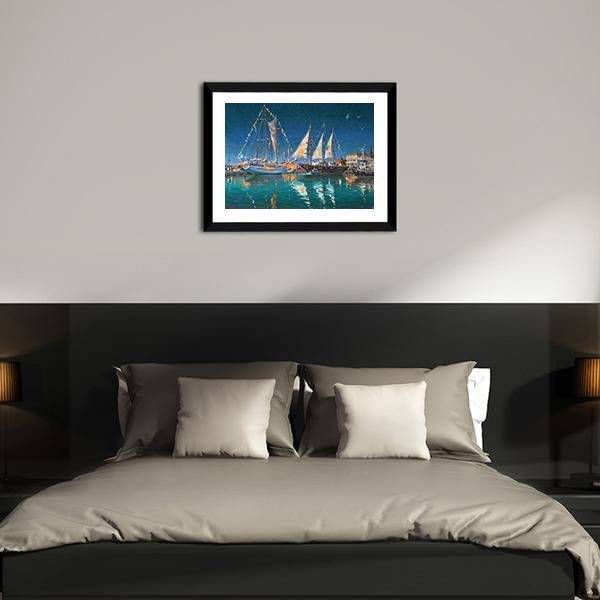 Yachts in Sochi Canvas Wall Art-3 Horizontal-Gallery Wrap-25" x 16"-Tiaracle