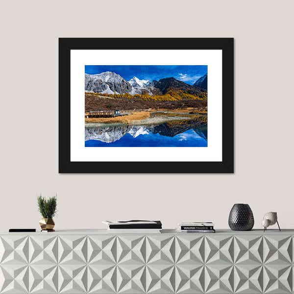 Yading National Reserve In Daocheng County Canvas Wall Art-1 Piece-Framed Print-20" x 16"-Tiaracle