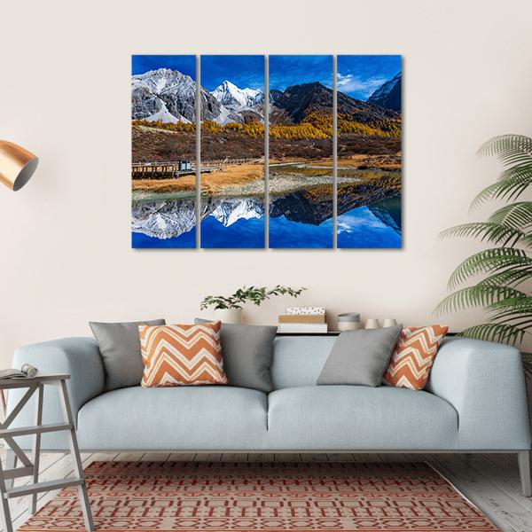 Yading National Reserve In Daocheng County Canvas Wall Art-4 Horizontal-Gallery Wrap-34" x 24"-Tiaracle