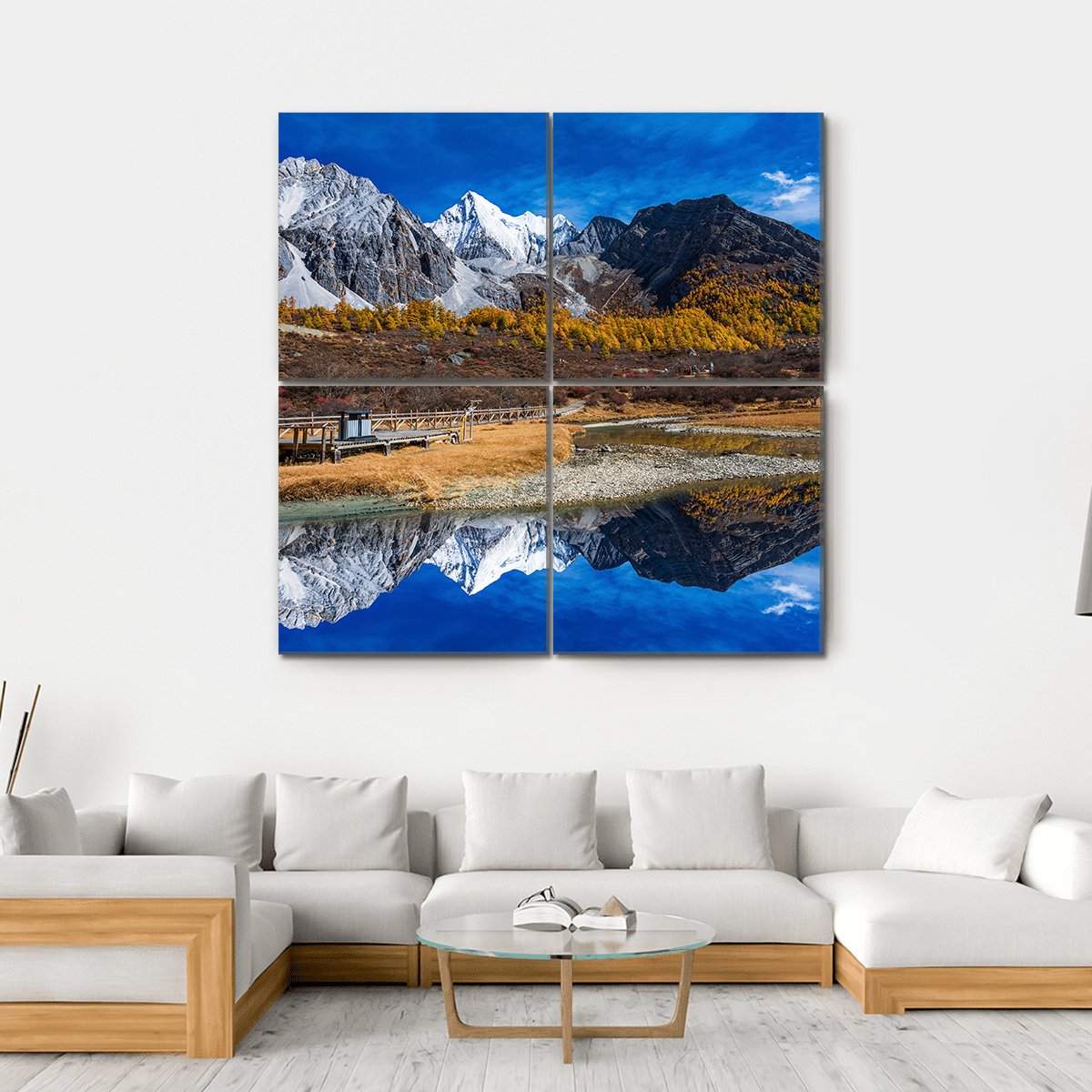 Yading National Reserve In Daocheng County Canvas Wall Art-4 Square-Gallery Wrap-17" x 17"-Tiaracle