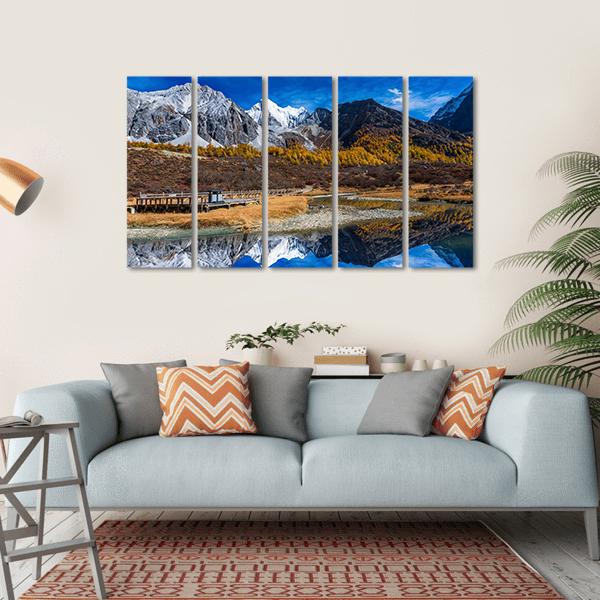 Yading National Reserve In Daocheng County Canvas Wall Art-5 Horizontal-Gallery Wrap-22" x 12"-Tiaracle