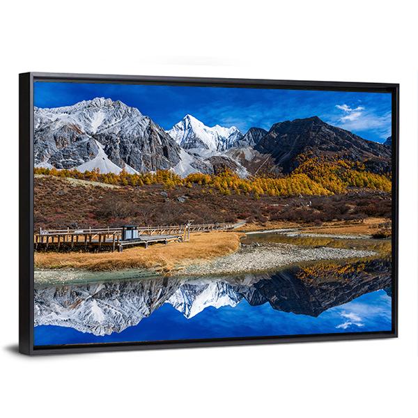 Yading National Reserve In Daocheng County Canvas Wall Art-3 Horizontal-Gallery Wrap-25" x 16"-Tiaracle