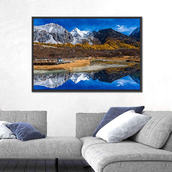 Yading National Reserve In Daocheng County Canvas Wall Art-3 Horizontal-Gallery Wrap-25" x 16"-Tiaracle
