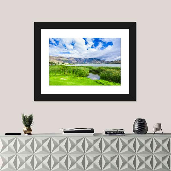 Yahuarcocha Lake In Ecuador Panoramic Canvas Wall Art-1 Piece-36" x 12"-Tiaracle