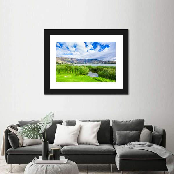 Yahuarcocha Lake In Ecuador Panoramic Canvas Wall Art-1 Piece-36" x 12"-Tiaracle