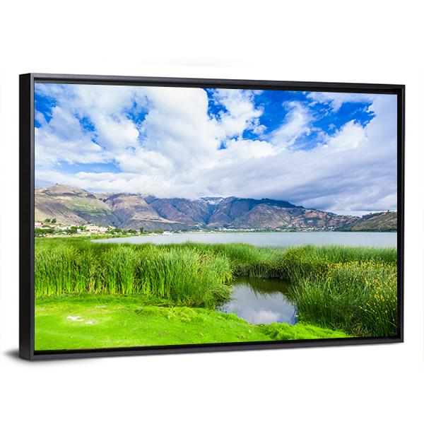 Yahuarcocha Lake In Ecuador Panoramic Canvas Wall Art-1 Piece-36" x 12"-Tiaracle