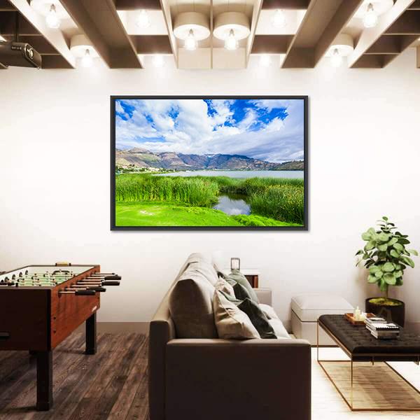 Yahuarcocha Lake In Ecuador Panoramic Canvas Wall Art-1 Piece-36" x 12"-Tiaracle