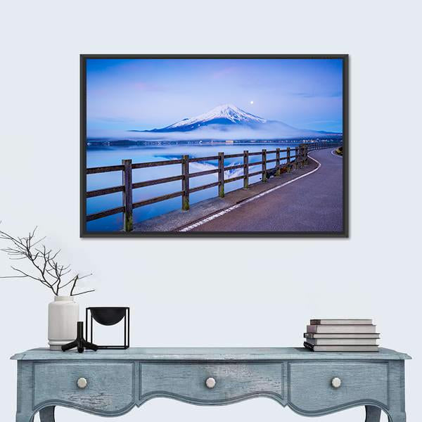 Yamanaka Lake In Japan Canvas Wall Art-1 Piece-Floating Frame-24" x 16"-Tiaracle