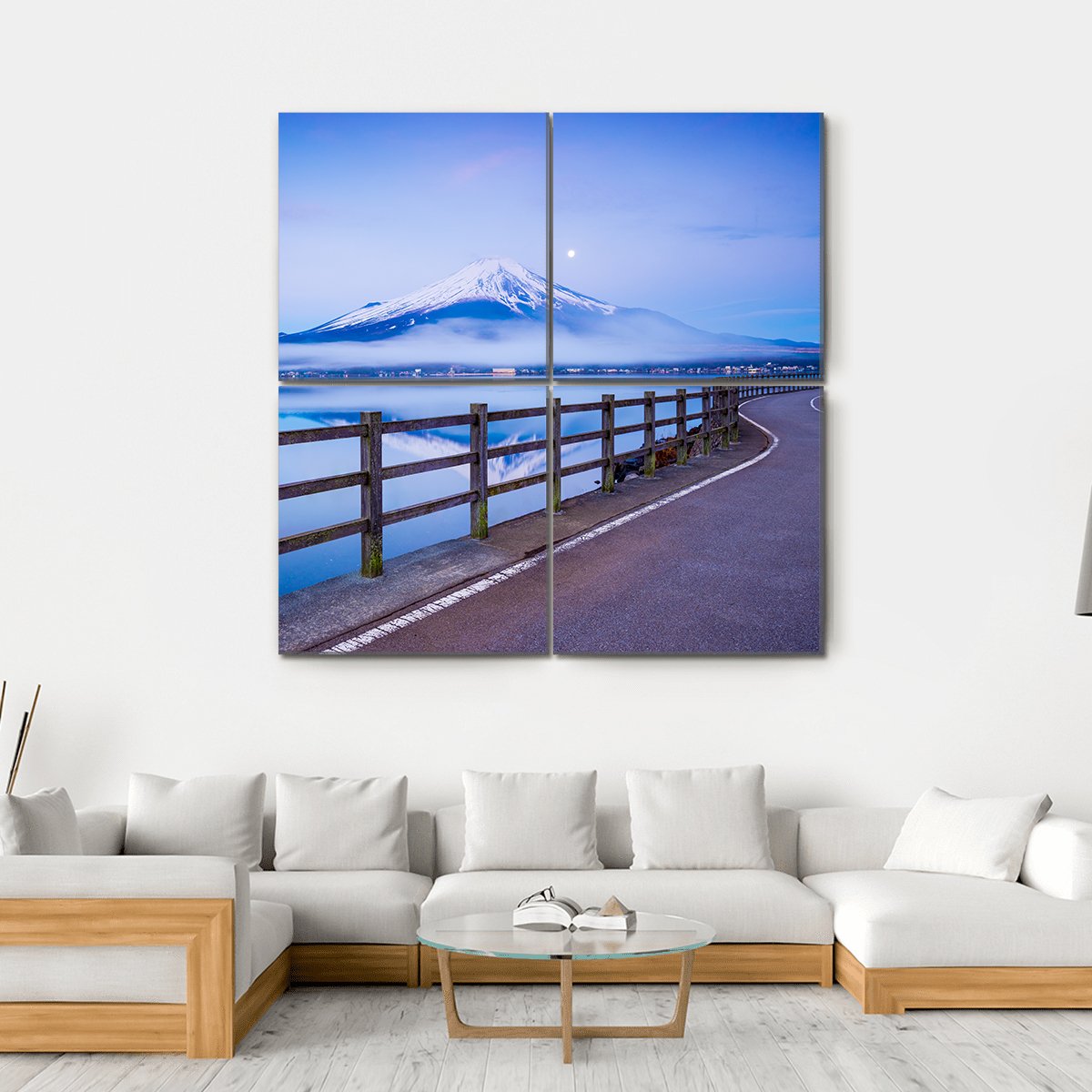 Yamanaka Lake In Japan Canvas Wall Art-4 Square-Gallery Wrap-17" x 17"-Tiaracle