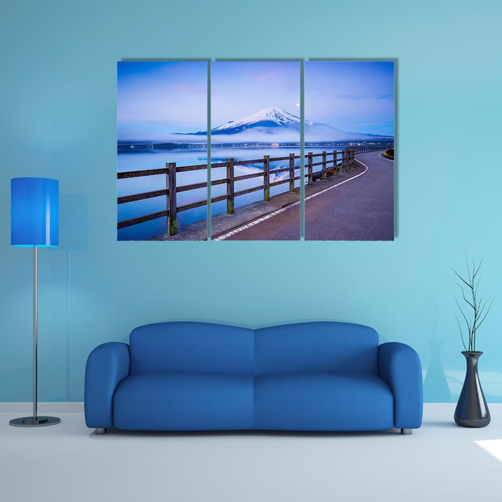 Yamanaka Lake In Japan Canvas Wall Art-3 Horizontal-Gallery Wrap-37" x 24"-Tiaracle