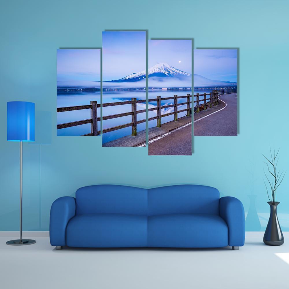 Yamanaka Lake In Japan Canvas Wall Art-4 Pop-Gallery Wrap-50" x 32"-Tiaracle