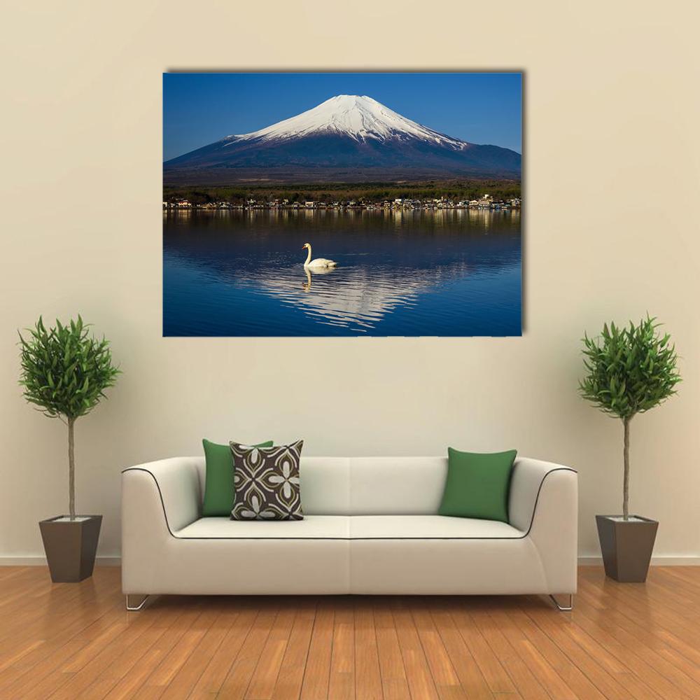 Yamanaka lake with Mount Fujisan Canvas Wall Art-1 Piece-Gallery Wrap-36" x 24"-Tiaracle