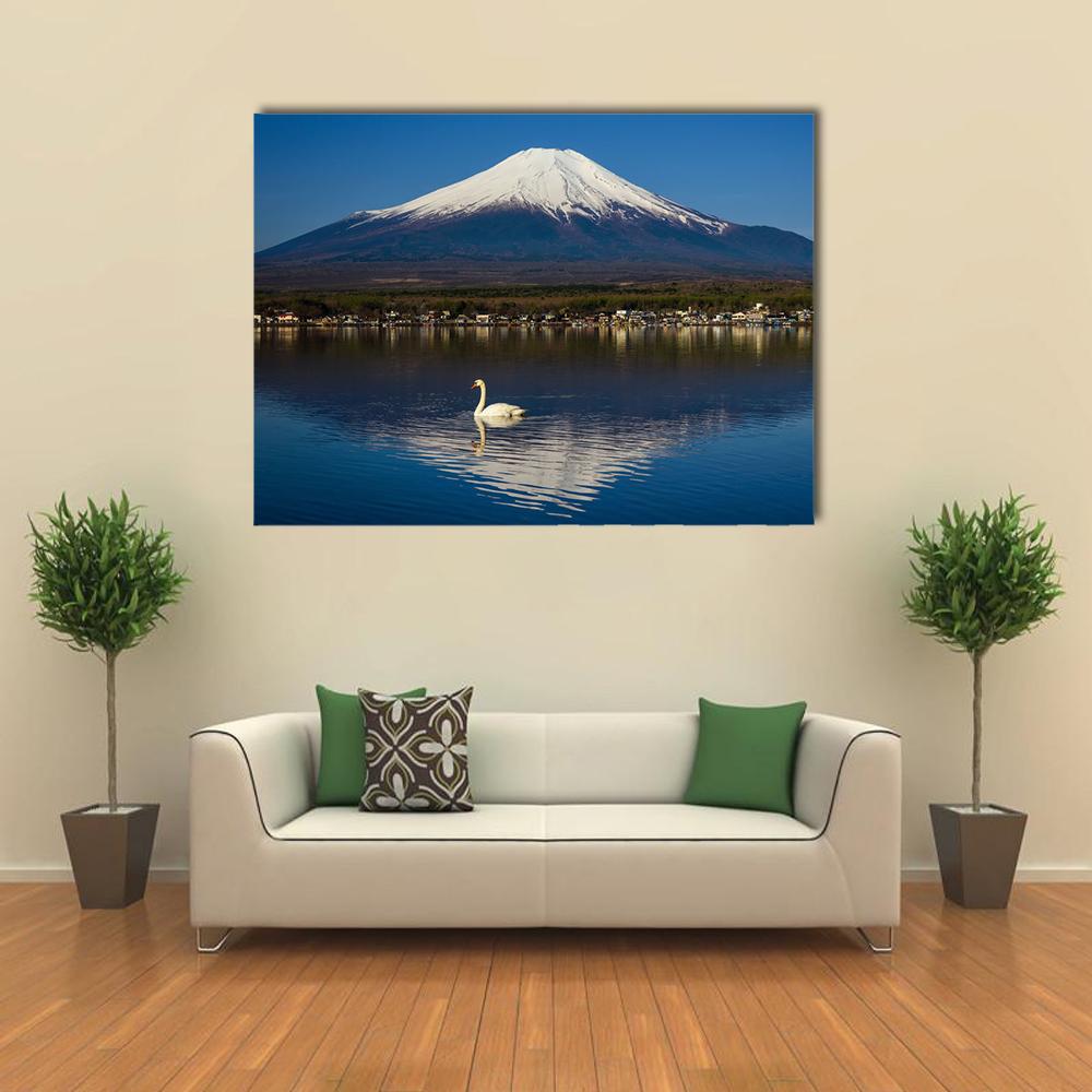 Yamanaka lake with Mount Fujisan Canvas Wall Art-4 Horizontal-Gallery Wrap-34" x 24"-Tiaracle
