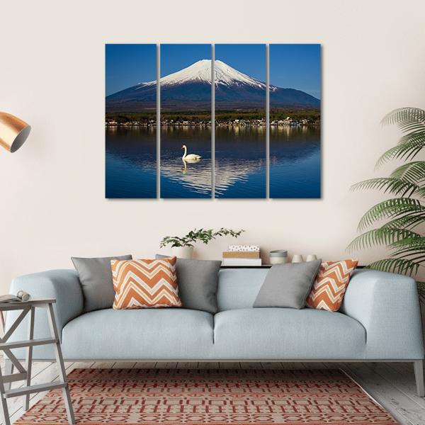 Yamanaka lake with Mount Fujisan Canvas Wall Art-4 Horizontal-Gallery Wrap-34" x 24"-Tiaracle