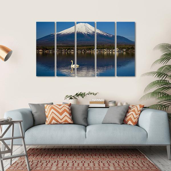 Yamanaka lake with Mount Fujisan Canvas Wall Art-5 Horizontal-Gallery Wrap-22" x 12"-Tiaracle