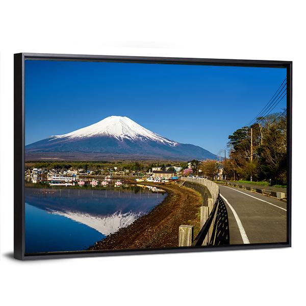 Yamanaka Lake With Mount Fujisan Canvas Wall Art-3 Horizontal-Gallery Wrap-25" x 16"-Tiaracle
