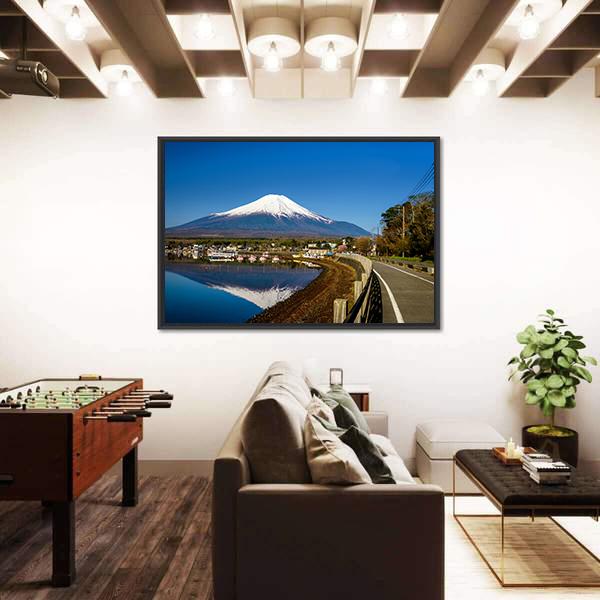 Yamanaka Lake With Mount Fujisan Canvas Wall Art-3 Horizontal-Gallery Wrap-25" x 16"-Tiaracle