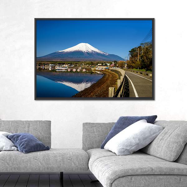 Yamanaka Lake With Mount Fujisan Canvas Wall Art-3 Horizontal-Gallery Wrap-25" x 16"-Tiaracle