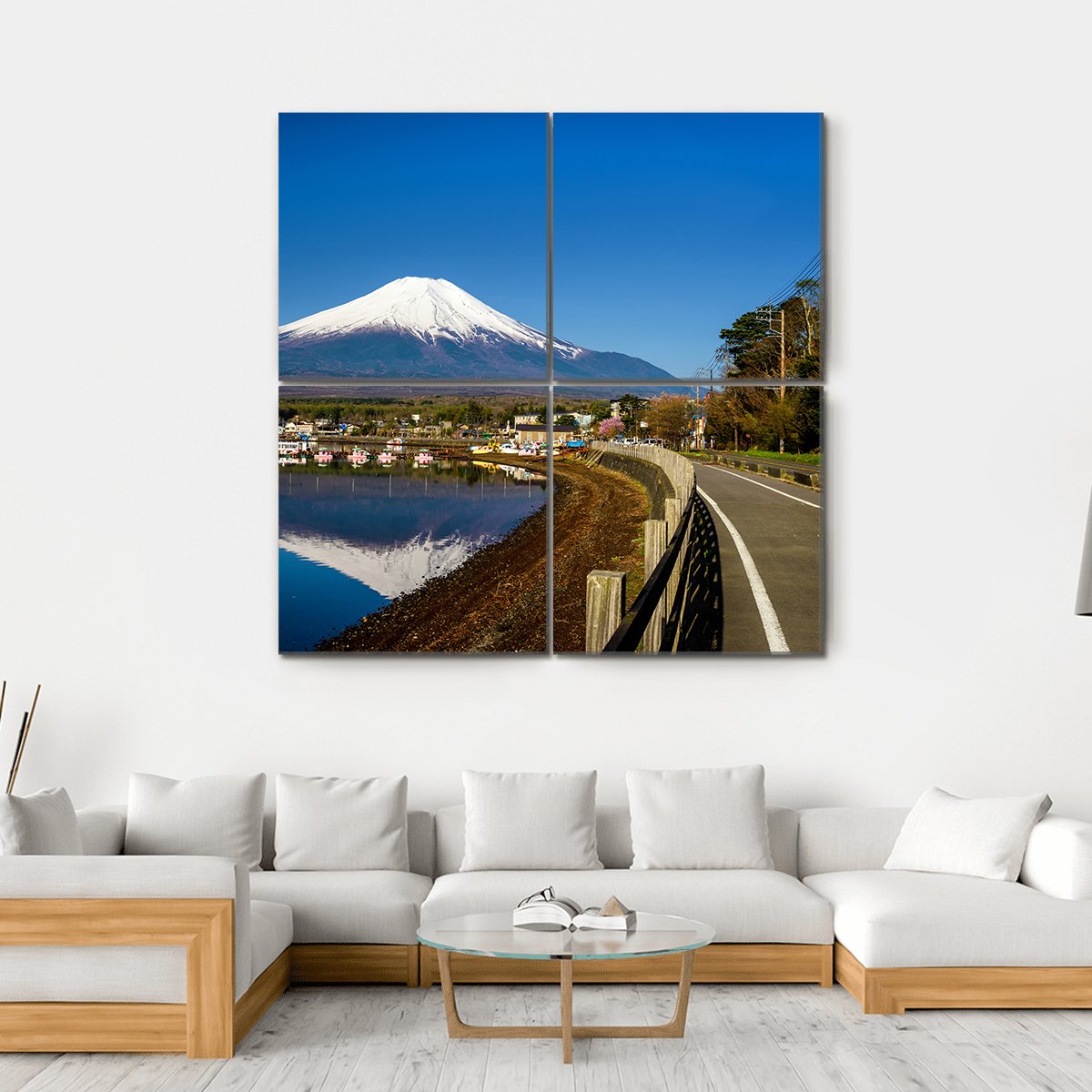 Yamanaka Lake With Mount Fujisan Canvas Wall Art-5 Horizontal-Gallery Wrap-22" x 12"-Tiaracle