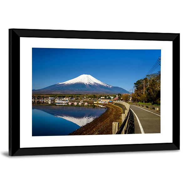Yamanaka Lake With Mount Fujisan Canvas Wall Art-3 Horizontal-Gallery Wrap-25" x 16"-Tiaracle