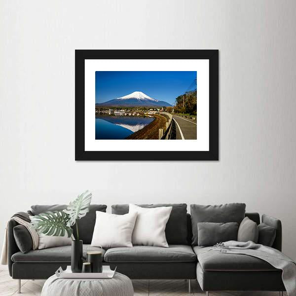 Yamanaka Lake With Mount Fujisan Canvas Wall Art-3 Horizontal-Gallery Wrap-25" x 16"-Tiaracle