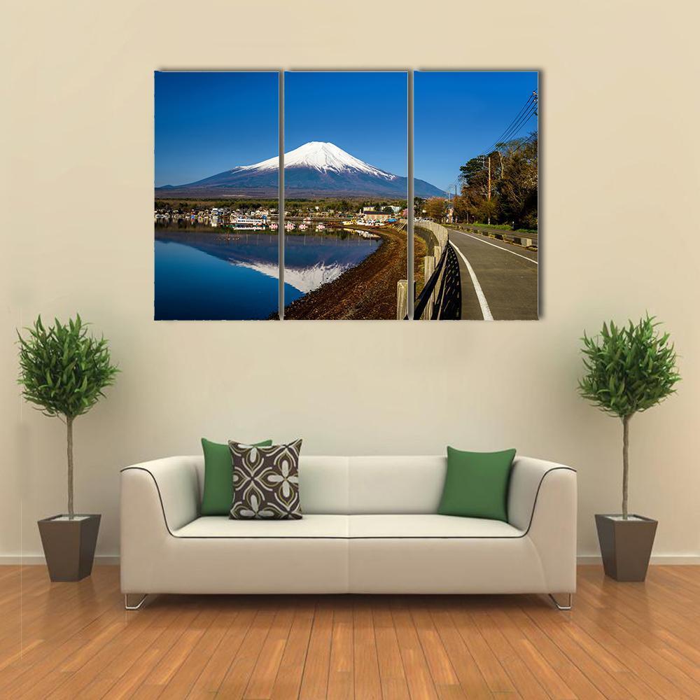 Yamanaka Lake With Mount Fujisan Canvas Wall Art-3 Horizontal-Gallery Wrap-37" x 24"-Tiaracle