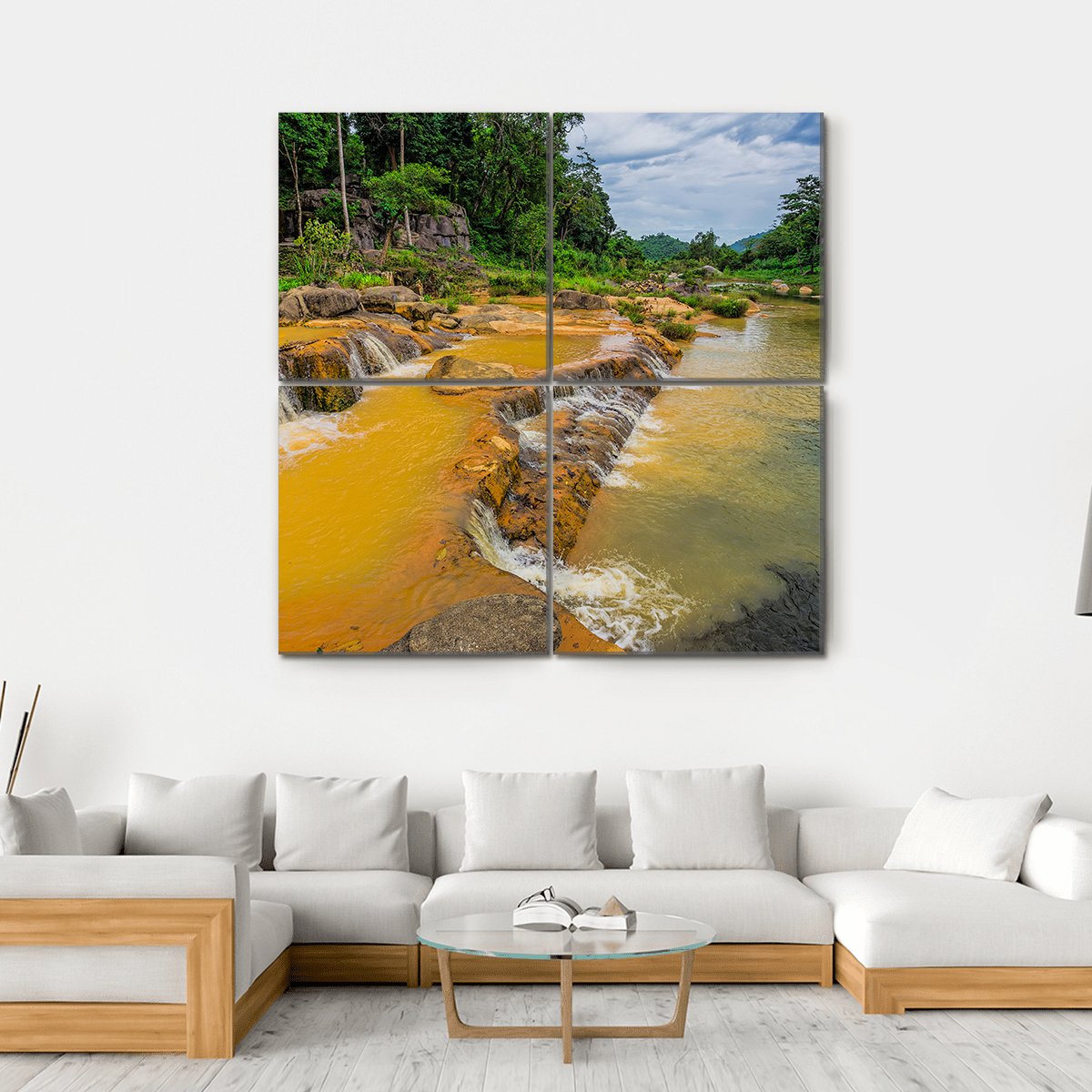Yang Bay Waterfall In Vietnam Canvas Wall Art-4 Square-Gallery Wrap-17" x 17"-Tiaracle