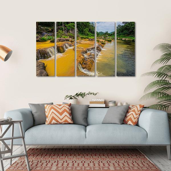 Yang Bay Waterfall In Vietnam Canvas Wall Art-5 Horizontal-Gallery Wrap-22" x 12"-Tiaracle