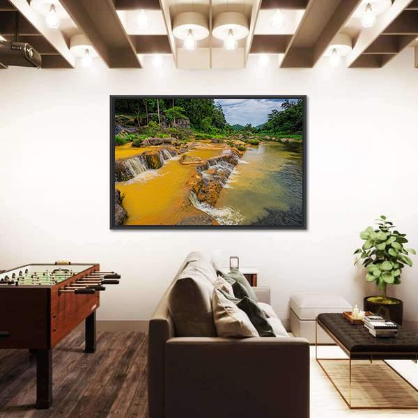 Yang Bay Waterfall In Vietnam Canvas Wall Art-3 Horizontal-Gallery Wrap-25" x 16"-Tiaracle
