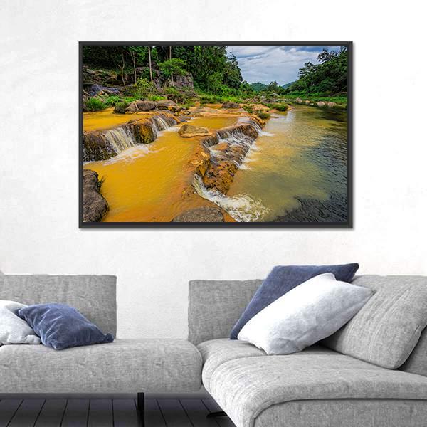 Yang Bay Waterfall In Vietnam Canvas Wall Art-5 Horizontal-Gallery Wrap-22" x 12"-Tiaracle