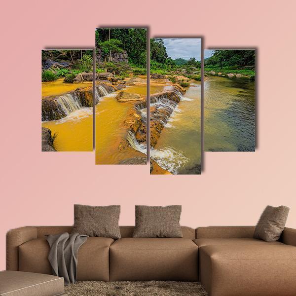 Yang Bay Waterfall In Vietnam Canvas Wall Art-4 Pop-Gallery Wrap-50" x 32"-Tiaracle