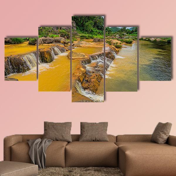 Yang Bay Waterfall In Vietnam Canvas Wall Art-5 Star-Gallery Wrap-62" x 32"-Tiaracle