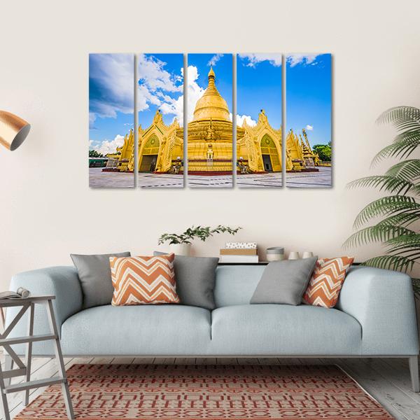 Yangon In Myanmar At Maha Wizaya Pagoda Canvas Wall Art-5 Horizontal-Gallery Wrap-22" x 12"-Tiaracle