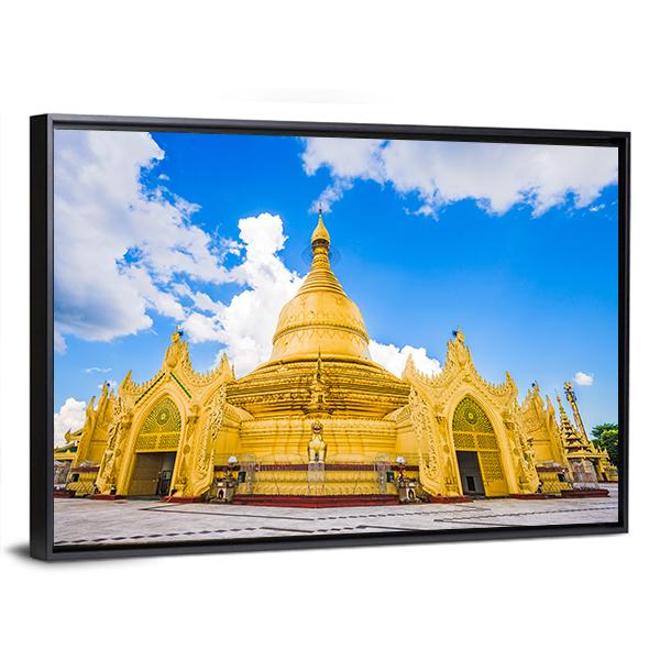 Yangon In Myanmar At Maha Wizaya Pagoda Canvas Wall Art-3 Horizontal-Gallery Wrap-25" x 16"-Tiaracle