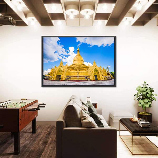 Yangon In Myanmar At Maha Wizaya Pagoda Canvas Wall Art-3 Horizontal-Gallery Wrap-25" x 16"-Tiaracle