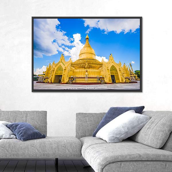 Yangon In Myanmar At Maha Wizaya Pagoda Canvas Wall Art-5 Horizontal-Gallery Wrap-22" x 12"-Tiaracle