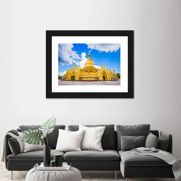 Yangon In Myanmar At Maha Wizaya Pagoda Canvas Wall Art-3 Horizontal-Gallery Wrap-25" x 16"-Tiaracle