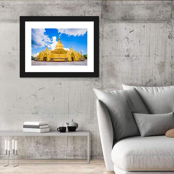 Yangon In Myanmar At Maha Wizaya Pagoda Canvas Wall Art-3 Horizontal-Gallery Wrap-25" x 16"-Tiaracle