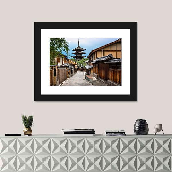 Yasaka Pagoda And Sannen Zaka Street Canvas Wall Art-1 Piece-Framed Print-20" x 16"-Tiaracle