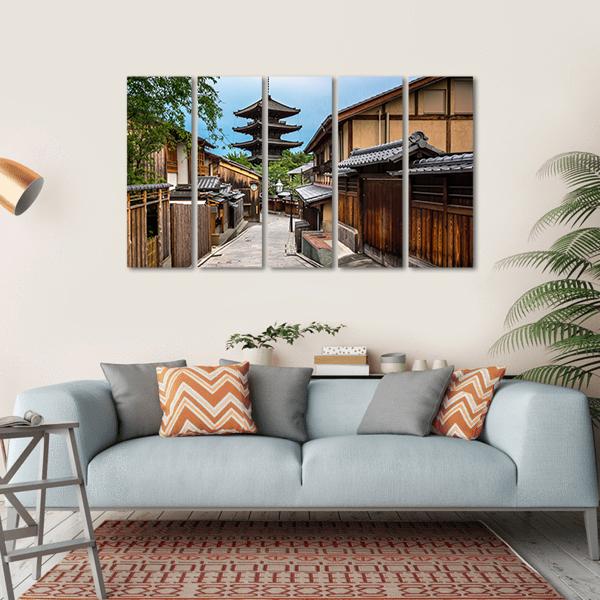 Yasaka Pagoda And Sannen Zaka Street Canvas Wall Art-5 Horizontal-Gallery Wrap-22" x 12"-Tiaracle