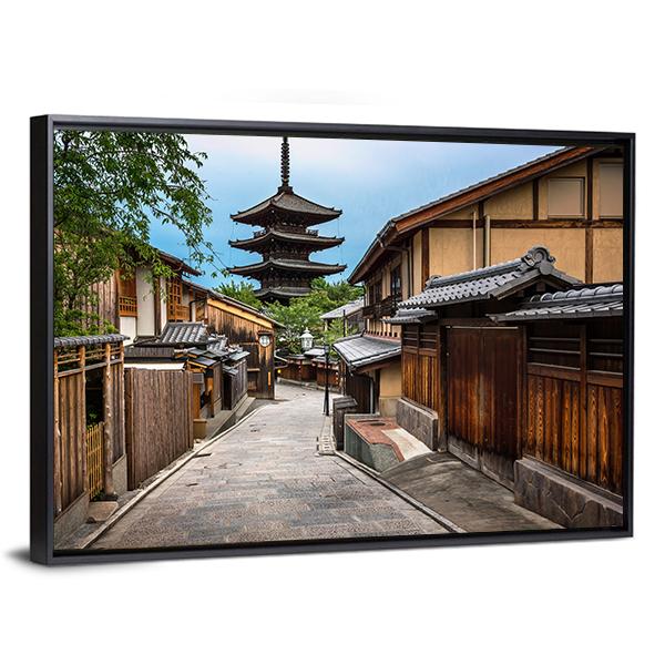 Yasaka Pagoda And Sannen Zaka Street Canvas Wall Art-3 Horizontal-Gallery Wrap-25" x 16"-Tiaracle