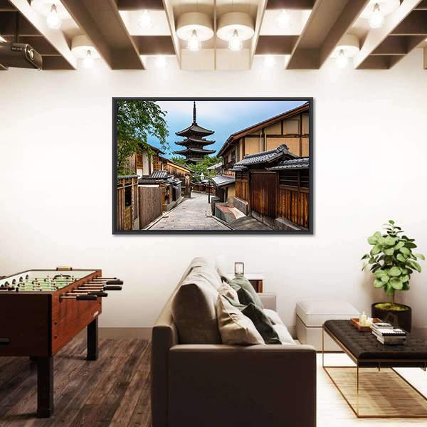 Yasaka Pagoda And Sannen Zaka Street Canvas Wall Art-3 Horizontal-Gallery Wrap-25" x 16"-Tiaracle