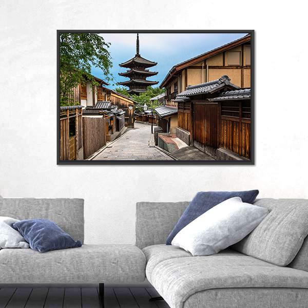 Yasaka Pagoda And Sannen Zaka Street Canvas Wall Art-3 Horizontal-Gallery Wrap-25" x 16"-Tiaracle