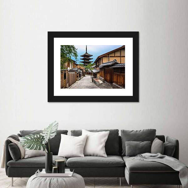 Yasaka Pagoda And Sannen Zaka Street Canvas Wall Art-3 Horizontal-Gallery Wrap-25" x 16"-Tiaracle