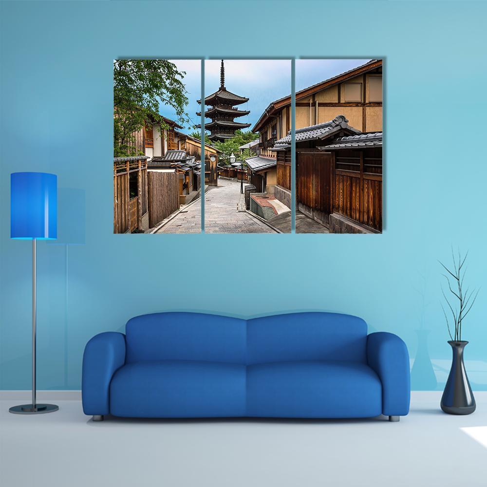 Yasaka Pagoda And Sannen Zaka Street Canvas Wall Art-3 Horizontal-Gallery Wrap-37" x 24"-Tiaracle
